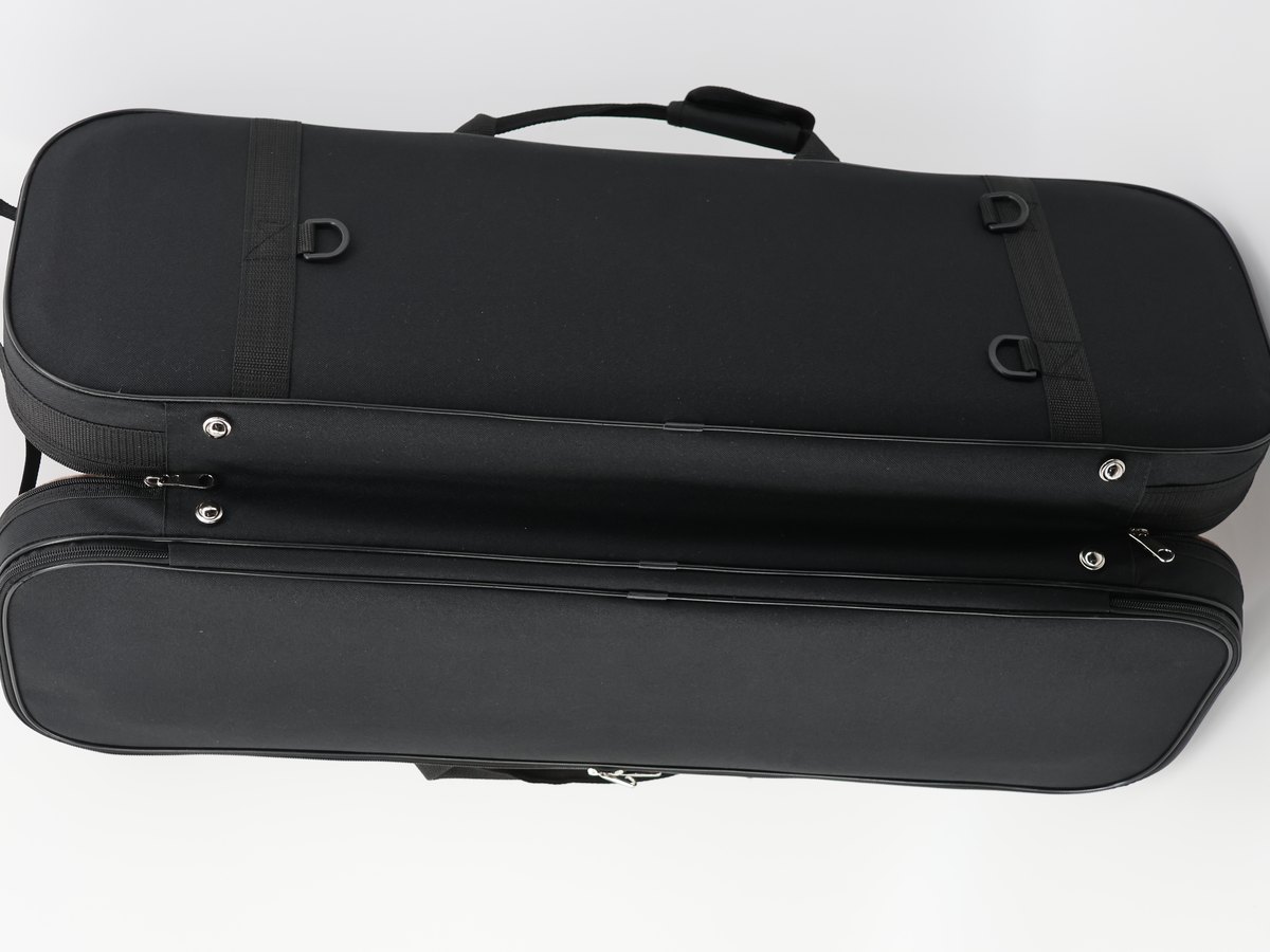 VC-202 600D double-dome violin case, coffee velvet interior with built-in hygrometer